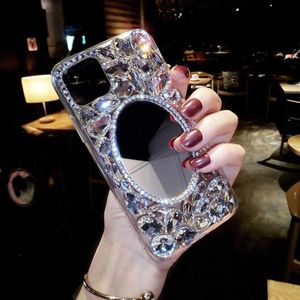 Étuis de téléphone portable Luxe Glitter Diamant Strass Vanity Mirror Bling Phone Case pour iPhone 14 13 12 11 Pro Max X XS XR 7 8 Plus SE 2022 Couverture L230731