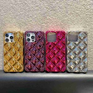 Cas de téléphone portable Luxe Brillant 3D Losange Placage Argent Or Antichoc Pour iPhone 15 14 13 12 11 Pro XS Max XR X 7 8 Plus Couverture Souple 2442