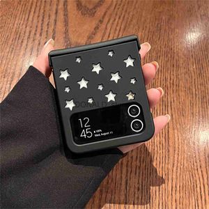Étuis de téléphone portable Luxe coréen évider étoiles étui simple pour Galaxy Z Flip 5 5G Z Flip5 Flip4 Zflip3 Zflip4 Z Flip 4 couverture antichoc Funda J240118