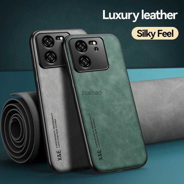 Étuis de téléphone portable Étui en cuir de luxe pour Xiaomi Mi 13T 12T 11T 10T Pro Couverture avec support de plaque métallique Voiture HoldL240105