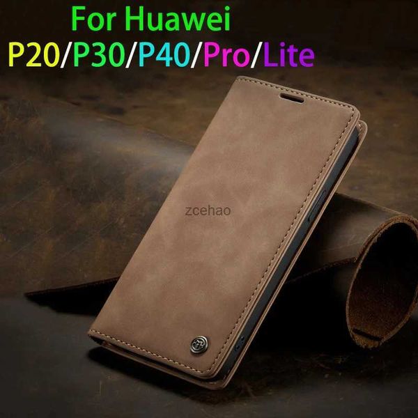 Fundas para teléfonos móviles Funda de silicona con tapa magnética de lujo Nova 7i 6se 3E Funda de cuero para teléfono con billetera para Huawei P20 P30 P40 Lite P50 Pro Mate 30 P SmartL240105