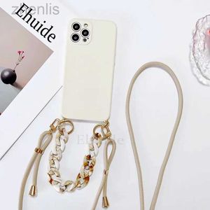 Cas de téléphones portables Case à bandoulière de chaîne de marbre de luxe pour Samsung Galaxy S23 Ultra S22 Plus S21 S20 Fe S10 Note 20 Silicone TPU Solde Lanyard Cover D240424