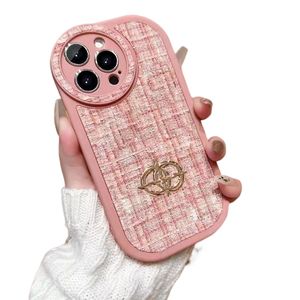 Estuches para teléfonos celulares Estuches para teléfonos de lujo para iPhone 15 14 Pro Max Plus 13 12 XS XR Diseñador Rosa Púrpura Lana Tejer Phonecase Funda de silicona a prueba de golpes Nuevo 9LK9