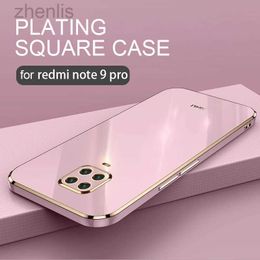 Casos de teléfonos celulares Case de teléfono de parachoques cuadrado de lujo en Redmi Note 9 Pro Max Note9 S 9S XIOMI 9PRO Soft Silicone Back Cover Fondo D240424