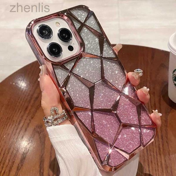 Cajas de teléfonos celulares Capeización de lujo de Luxury Diamond Flash Glitter Case para iPhone 11 12 13 14 15 Pro Máxico Protector de parachoques suave en 15 Cubierta D240424