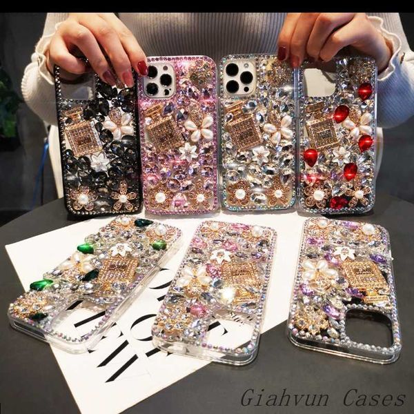 Estuches para teléfonos celulares Estuche para teléfono con diamantes de imitación de lujo Bling Diamond para Samsung S7 edge S10 S9 S8 S20 FE S21 Plus Ultra Note 10 9 20 Lite E Pro + L230731