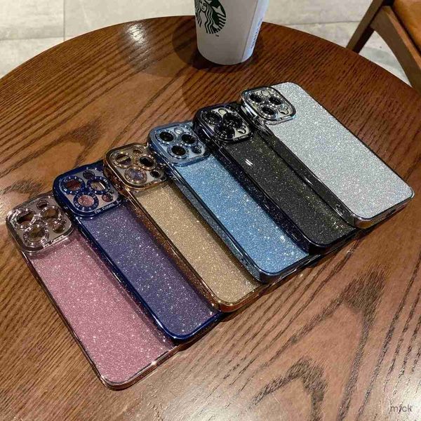 Caisses de téléphone portable Placage carré de luxe Bling Bling Silicone Case pour 14 13 12 Mini 11 Pro Max XR XR XS 7 8 Plus SE2022 Soft Sequins Cover