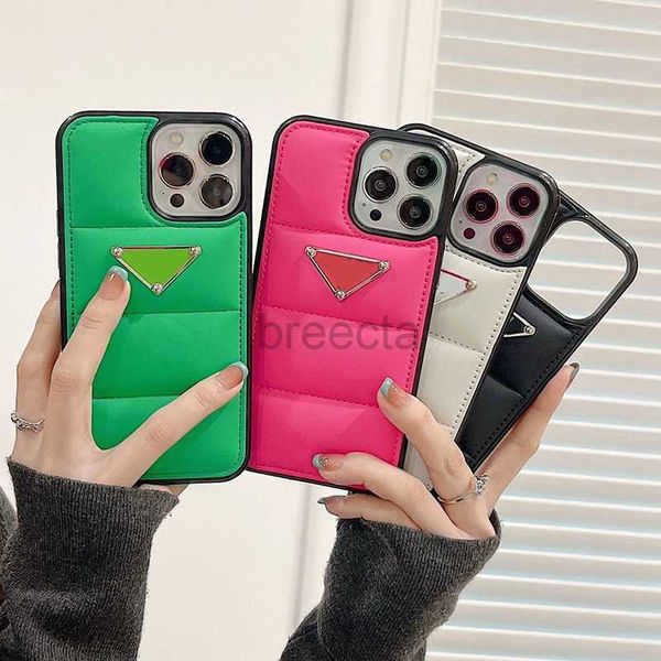 Cajas de teléfonos celulares Diseñador de triángulo de lujo Pink Green Fashion Phonecase Cover IPhone 14 Pro Max 13 12 11 XS Casos Accesorios para hombres 240304