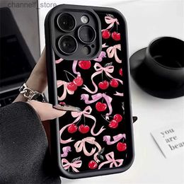 Mobiele telefoonhoesjes Matte cases voor Redmi Note 12s 11s 10s 10 11 12 13 Pro plus 5G Redmi 12C 13C 12 4G Sweet Cherry Bowknot Telefoon Covery240325