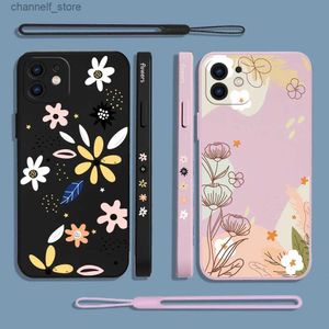 Étuis de téléphone portable Coque de téléphone à fleurs en désordre pour Samsung A53 A50 A12 A52 A52S A51 A72 A71 A73 A81 A91 A32 A22 A20 A30 A21S 4G 5G avec dragonneY240325