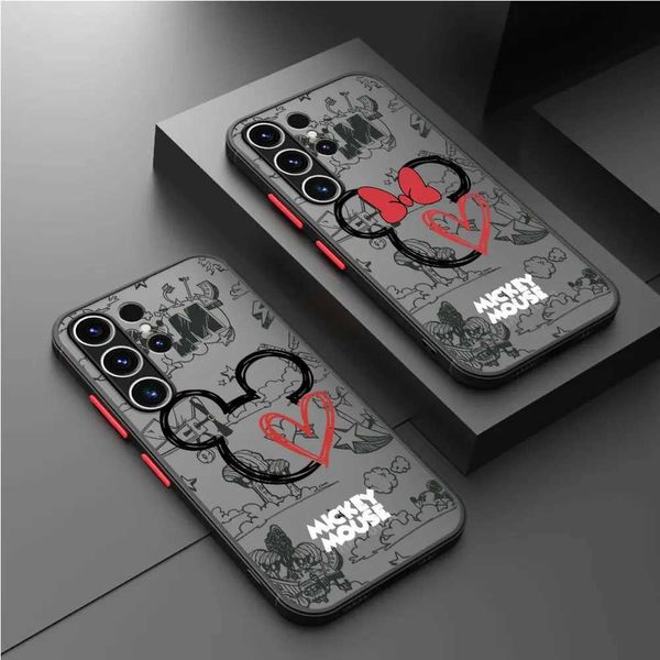 Cas de téléphones portables Minnie Mickey Love Matte Case pour Samsung Galaxy S22 S24 S23 S20 S21 FE S10 Plus CAPA Note 20 Ultra 10 Lite Phone Fundas J240426