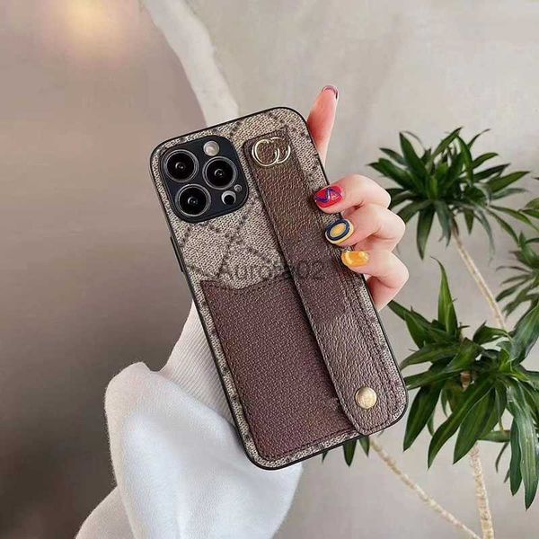 Étuis de téléphone portable Mobile Rouge Marron Brassard Phonecase De Luxe Designer Carte Poche Étui En Cuir Coquille Pour IPhone 14 Pro Max 13P 12 11 XR 8 7 240219