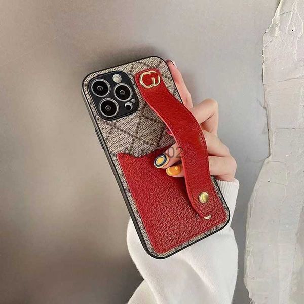 Étuis de téléphone portable Mobile Rouge Marron Brassard Phonecase De Luxe Designer Carte Poche Étui En Cuir Coquille Pour IPhone 14 Pro Max 13P 12 11 XR 8 Nouveau 240219