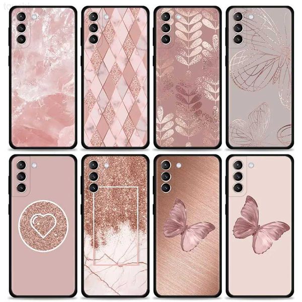 Étuis de téléphone portable Étui de téléphone portable pour Samsung S20 FE Caso Or Rose Rose Glitter Hearts Guscio pour Galaxy S21 Ultra S9 S10 Plus Lite S10e Shell L2301019