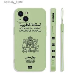 Mobiele telefooncases Marokkaanse paspoort telefoonhoes geschikt voor iPhone 15 14 12 11 Pro Max Mini X XR XS Max SE20 6 6S 8 7 Plus Silicone Phone Case met Strap Q240408
