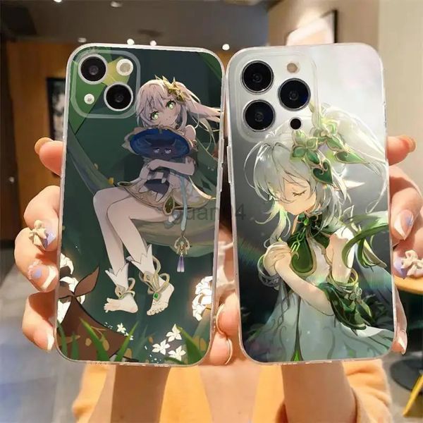 Cas de téléphone portable Nahida Genshin Impact Cute Girl Case pour iPhone 11 12 Mini 13 14 15 Pro XS Max X 8 7 6s Plus 5 SE XR Coque transparente 231021