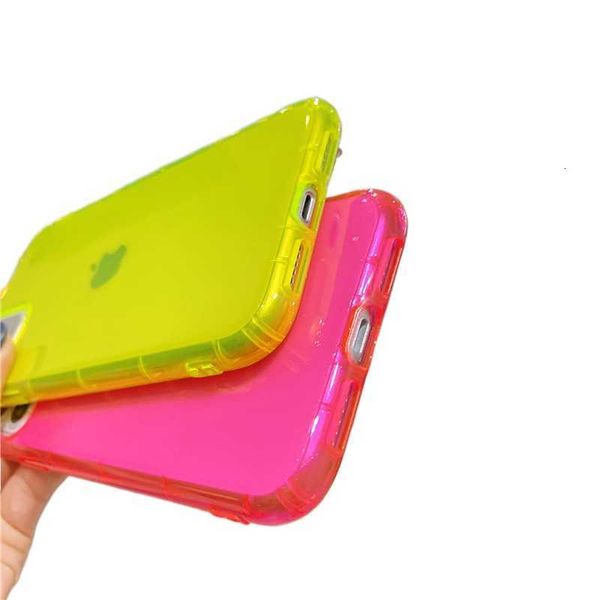 Étuis de téléphone portable Couverture arrière de téléphone de couleur fluorescente au néon pour iPhone 12 13 mini 7 8 Plus étui transparent en TPU souple pour iphone 12 13 Pro XR X XS Max étui antichoc NTOW