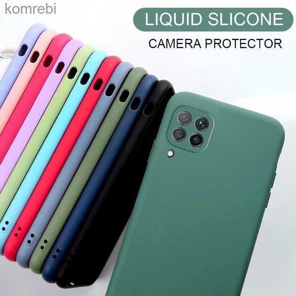 Étuis de téléphone portable Nouveau protecteur d'appareil photo étui de téléphone en silicone liquide pour Samsung Galaxy A12 A42 A22 4G 5G couverture arrière souple A 12 42 2021 2020L240110