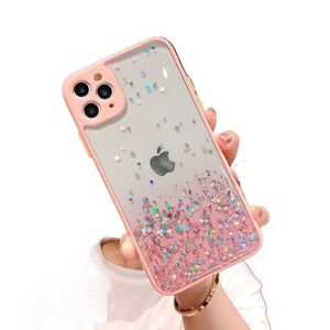 Étuis de téléphone portable NOUVEAU Epoxy Gradient Glitter Phone Case Drop Colle Transparent Clear Camera Portector pour iPhone 13 12 mini pro max Pro X XS XR XS Max 7 7p 8 8plus MWOF