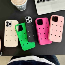 Hoesjes voor mobiele telefoons New Hole Case DIY Button Decoration iPhone 14pro Apple 12 Phone Case 11 Japan Korea 13 Women's Dress up Silicone Soft J230719