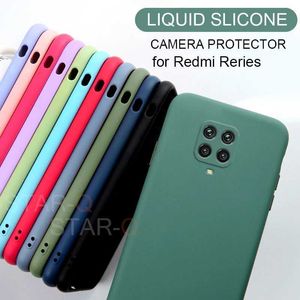 Cas de téléphone portable Nouveau étui de téléphone en silicone liquide pour Mi Redmi Note 9 Pro Note9 9s Luxury Camera Protector Soft Back Coque Coque 240423