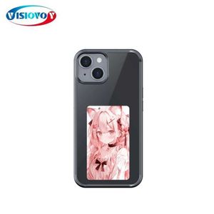 Mobiele telefoons New-Tech NFC-functie telefoonhoes voor iPhone 15 14 13 Pro Max Diy Cases E Ink Screen Telefoon Cover Cartoon Girl Fundas Batterij Gratis 240423