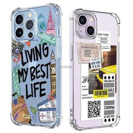 Étuis de téléphone portable New York Londres Étiquettes autocollantes Étui de téléphone pour iPhone 14 13 12 11 Pro X XS XR Max 7 8 Plus SE 2 3 Couverture arrière en TPU souple antichoc L240105