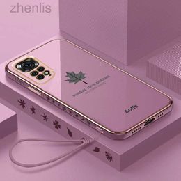 Caisses de téléphone portable Remarque11s Luxury Maple Leaf Lonyard Placing Case sur Redmi Note 11 Pro plus 11S 4G 5G 10 10S 9 8 9S 10A 10C COUVERTURE SQUIRE D240424