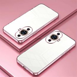 Handyhüllen Nova 11 Plating Hülle Transparente stoßfeste Abdeckung für Huawei Nova 11 Pro 7i 8i 9 10 SE Pro Y90 5T Handyhülle Soft Capa Nova11L240105