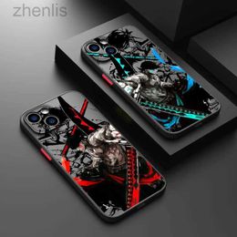 Cajones de teléfonos celulares Piezas O-One Cartoon Zoro Lindo para iPhone 15 14 13 12 11 Pro Máx XS Max X XR 7 8 Plus 6s 5s Case de teléfono de fondo translúcido esbelbia D240424