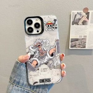 Étuis de téléphone portable One Piece Luffy Gear 5 nika cheveux blancs Anime étui de téléphone pour iPhone 15 14 13 12 11 Pro Max étui de luxe dessin animé antichoc couverture L230823