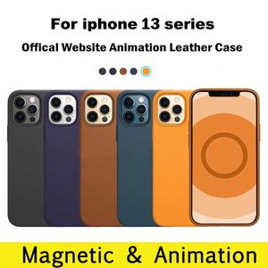 Cajas de teléfonos celulares Original para Apple Magsafe Cuero Magnético iPhone 12 Pro Max 12 13 Mini Carga inalámbrica Drop Protect Cover R230904