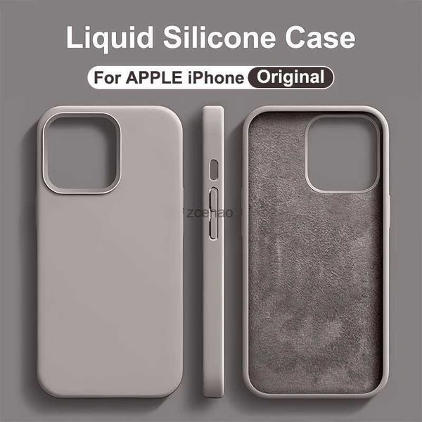 Étuis de téléphone portable Coque de téléphone en Silicone liquide d'origine pour APPLE iPhone 11 13 12 14 15 Pro Max étuis pour iPhone 15 Plus housse de protection antichoc L240105