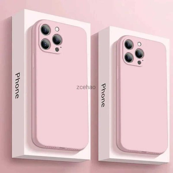 Cajas de teléfonos celulares Caja de teléfono de silicona líquida cuadrada original para iPhone 15 14 13 12 11 Pro Max Plus XS Max Fashion Soft Bumper CoverL240105