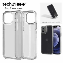 Mobiele telefoonhoesjes Originele Tech21 Evo Clear Super Anti-Drop Transparante Case Cover voor Apple I 14 13 12 Pro Max 12 Mini 11 XS XR W221014