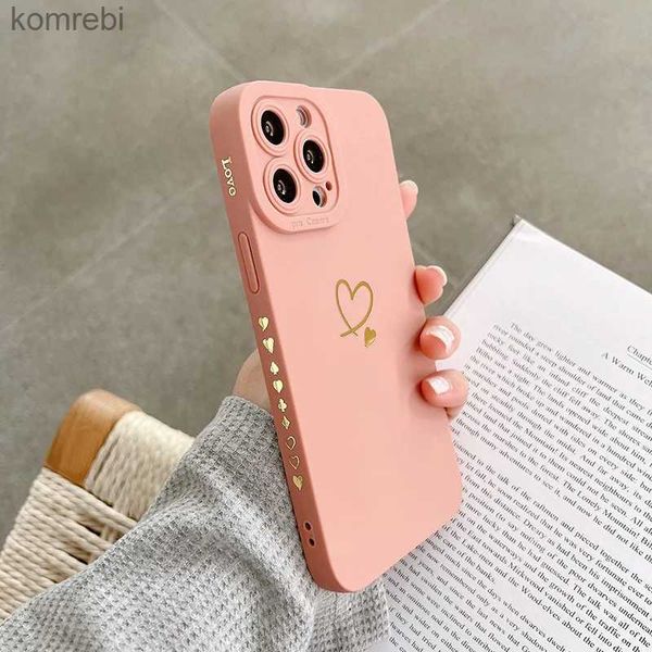 Handyhüllen Ottwn Candy Color Silikon-Telefonhülle für iPhone 14 Pro Max 11 12 13 Pro X XR XS Max 7 8 Plus Cute Love Heart Frame Soft CoverL240110