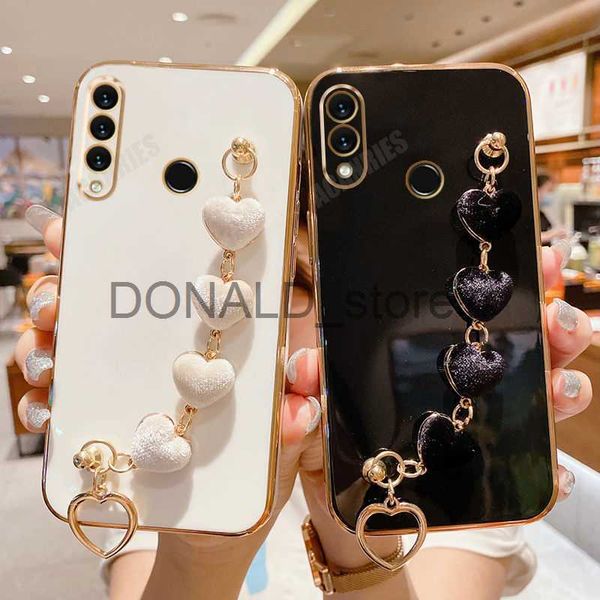 Estuches para teléfonos celulares P 30 20 30lite Love Heart Bracelet Case para Huawei P30 Lite P20 Pro P40 P Smart Plus 2019 Chain Plating Funda de silicona P30lite J230620