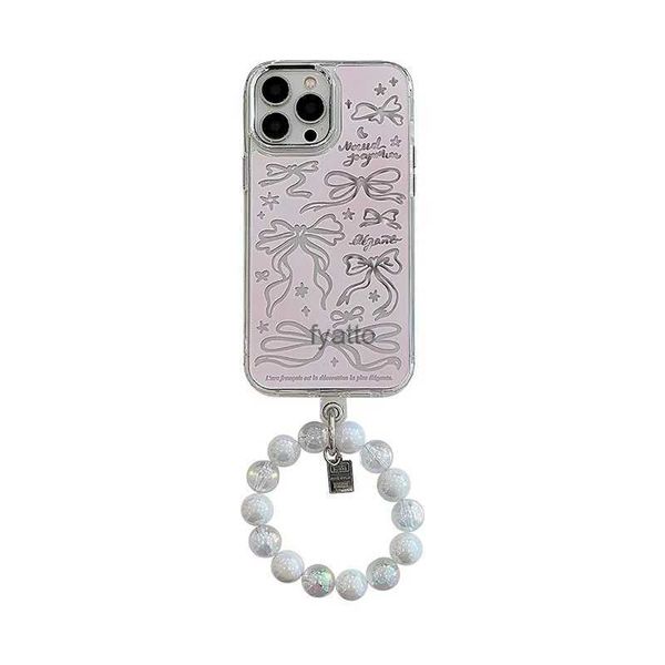 Cajas de teléfonos celulares Pulsera de arco rosado Case de teléfono para iPhone 15 11 13 12 14 Pro Máx 14 15 más cajas Bowknot Maquillaje Espejo Improbador de choque dura Tapa posterior H240326