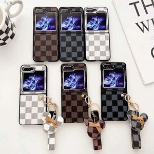 Mobiele telefoon hoesjes Plaid PU lederen telefoonhoes voor Samsung Galaxy Z Flip 5 4 3 Beschermende achterkant voor ZFlip3 ZFlip4 ZFlip5 Case ShellL2310/16