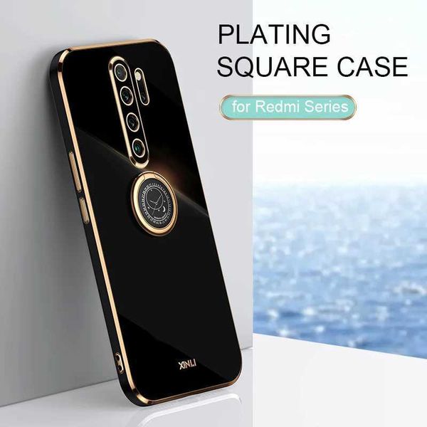 Études de téléphone portable Placing Square Finger Ring Halder Téléphone Téléphone ON pour Mi Redmi Note 8 Pro 2021 Nouvelle note8 8pro Luxury Soft Silicone Stand Cover 240423