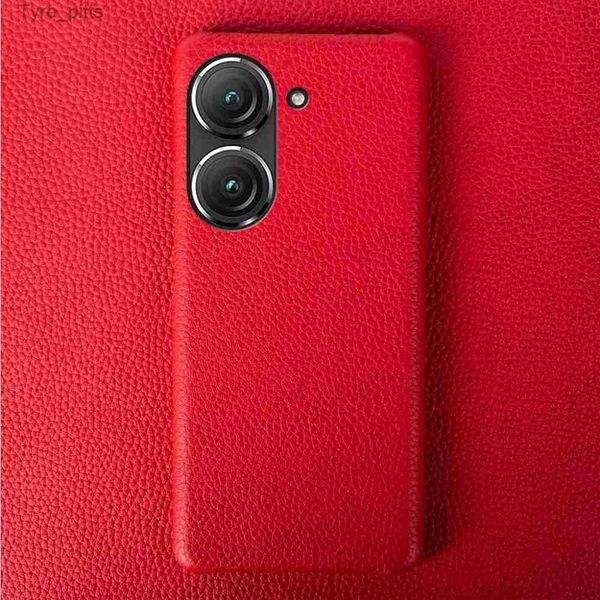 Fundas para teléfonos móviles Funda de cuero genuino de piel de vaca Premium para Asus Zenfone 10 Fundas Zenfone9 cubierta del teléfono Litchi Grain Back Shell Fundas protectoras CapaL2310/16