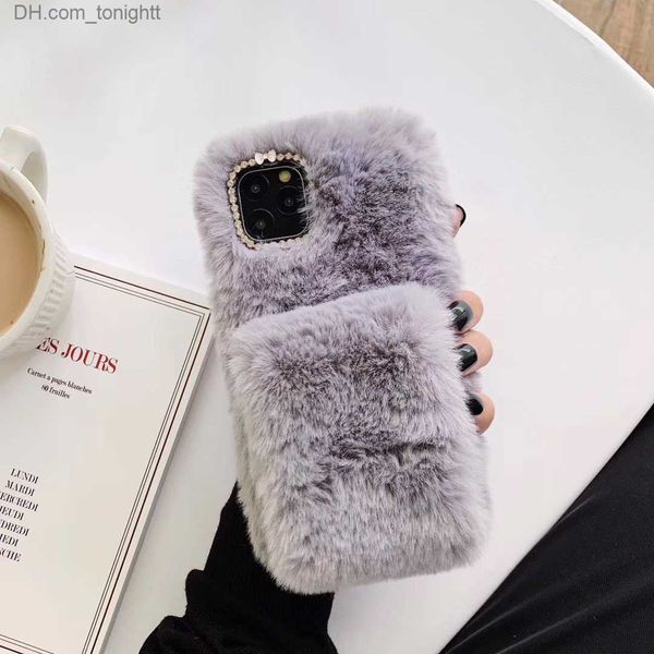 Études de téléphone portable Couleur pure Soft Fluffy Pluxe Phone Case pour Samsung S20 Ultra S8 S10 Lite S9 Note 8 9 10 Plus 20 Couvercle de bracelet chaud Z230728