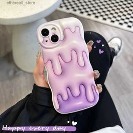 Étuis de téléphone portable Étui de téléphone portable de crème glacée mignonne violette pour iPhone 14 13 121pro Max 14Plus xr xs xsmax 7 8 Plus coque souple à motif de vague Q231021