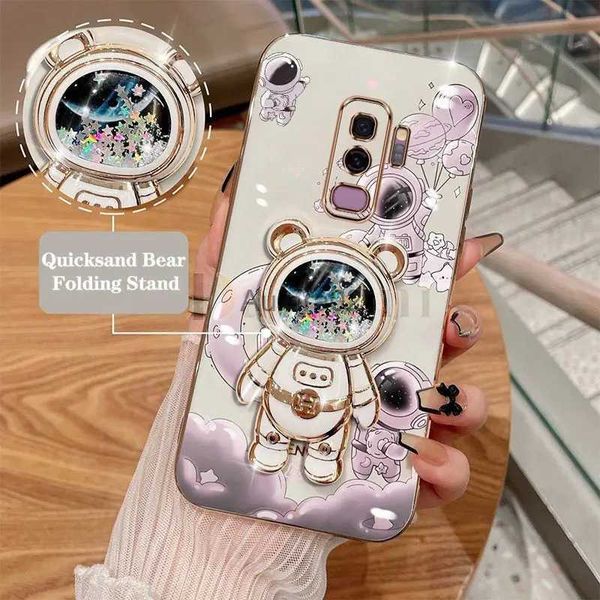 Cas de téléphone portable Quicksand Bear Astronaut Holder Case pour Samsung Galaxy S9 Plus Mince Protection incassable S9Plus Couverture arrière souple yq240330