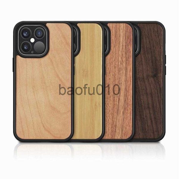 Coques de téléphone portable Coque arrière en bois véritable pour iPhone 15 14 13 11 Pro Max Samsung S23 S22 Véritable coque de téléphone rigide en bois de bambou x0912