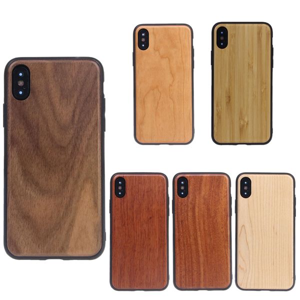 Estuches para teléfonos celulares Estuche de TPU de madera real Estuche con borde de arco Estuches de madera para iPhone Pro Max Xr Xs Max X 8 7 6 6S Plus e S10 S10e S20 Ultra Plus HDBH
