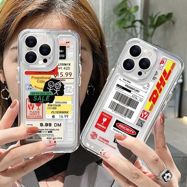 Étuis de téléphone portable Étui d'étiquette rétro pour iPhone 11 Pro Funda Camera Lens Protector Cover Iphone 14 12 11 13 Pro Max 14 8 Plus XS Max XR X SE 2020 7L240105