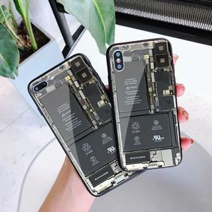 Cajas de teléfonos celulares Caja de teléfono móvil con placa de circuito de vidrio de viento retro para iPhone 14 13 12 11 Pro Max Plus Mini X XS XR 7 8 Art Shell trasero a prueba de golpes L2301019