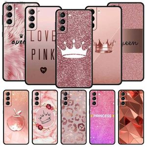 Mobiele telefoons Rose Gold Pink Princess Queen Phone Case voor Samsung Galaxy S23 S22 S21 Ultra S20 FE 5G S10 S9 S8 S8 Plus S10E Cover Silicone Shell2310/16