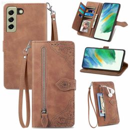 Étuis de téléphone portable S21FE S22 Ultra 5G Étui de luxe en cuir 360 Protect Zipper Wallet Book Shell pour Samsung Galaxy S21 FE S20 S 21 22 Plus S23 Etui L230916